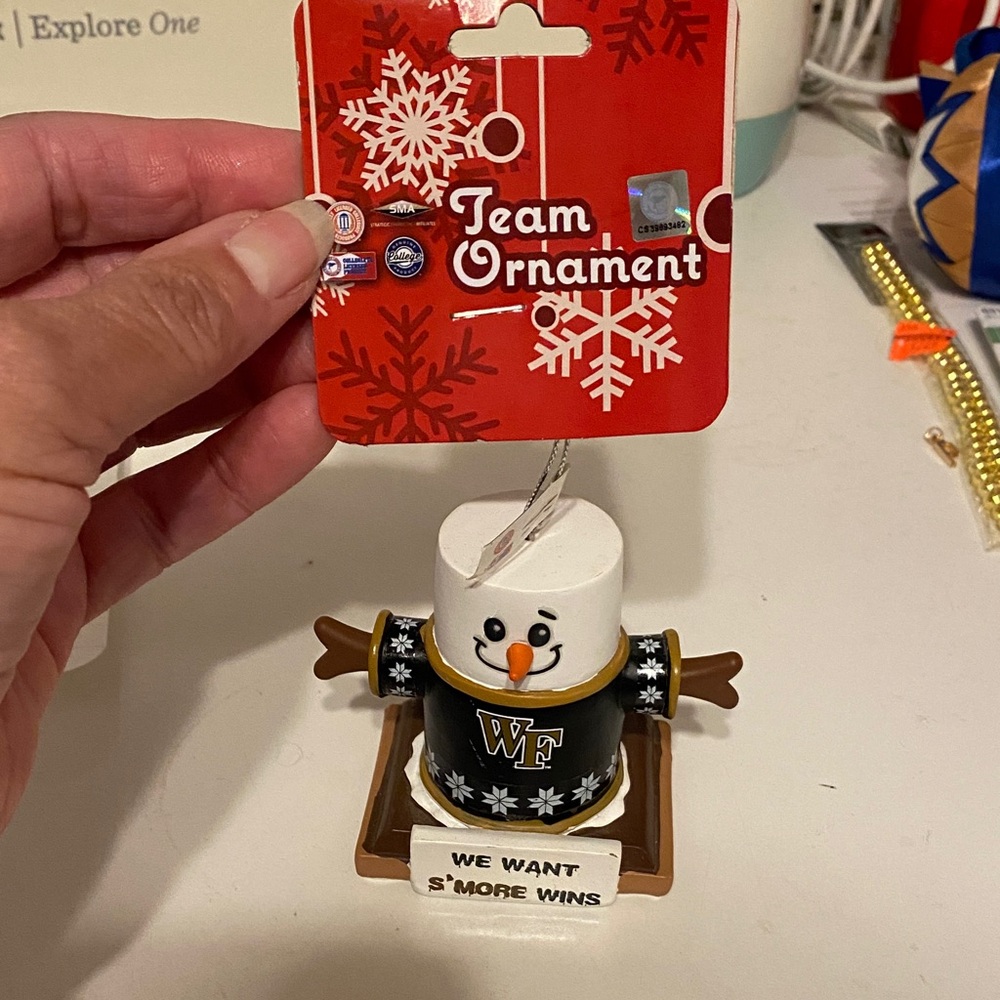 Forever Collectibles Wake Forest S’mores Ornament with Black & White Sweater NWT